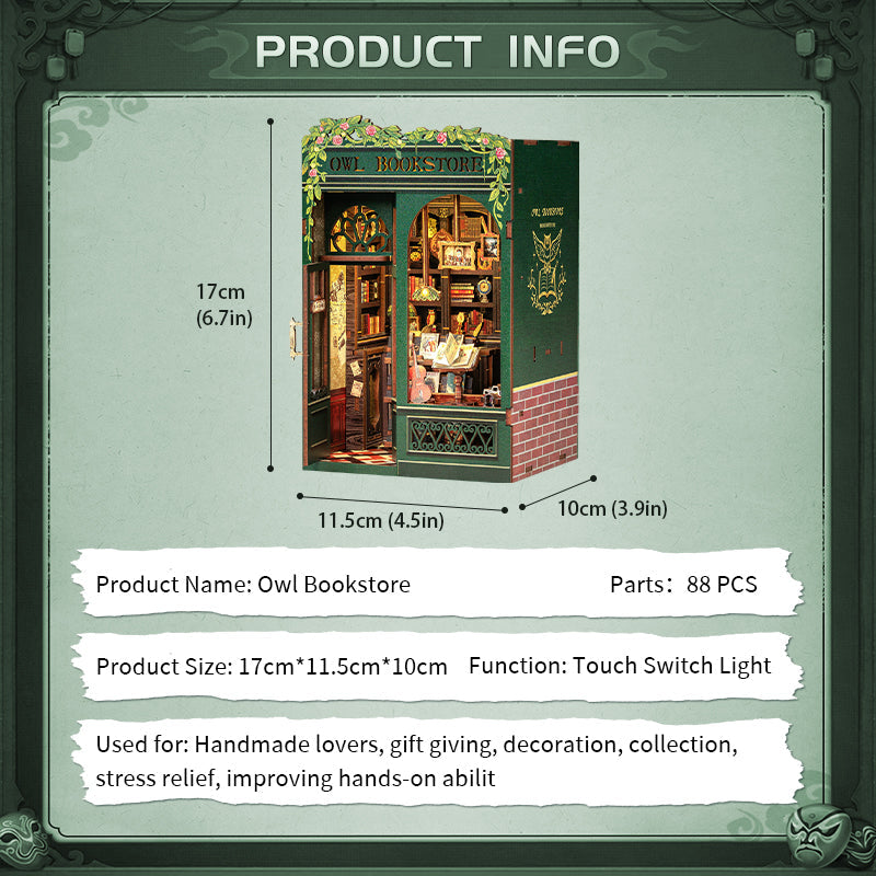 Lysliv DIY Book Nook Kit | Owl Bookstore