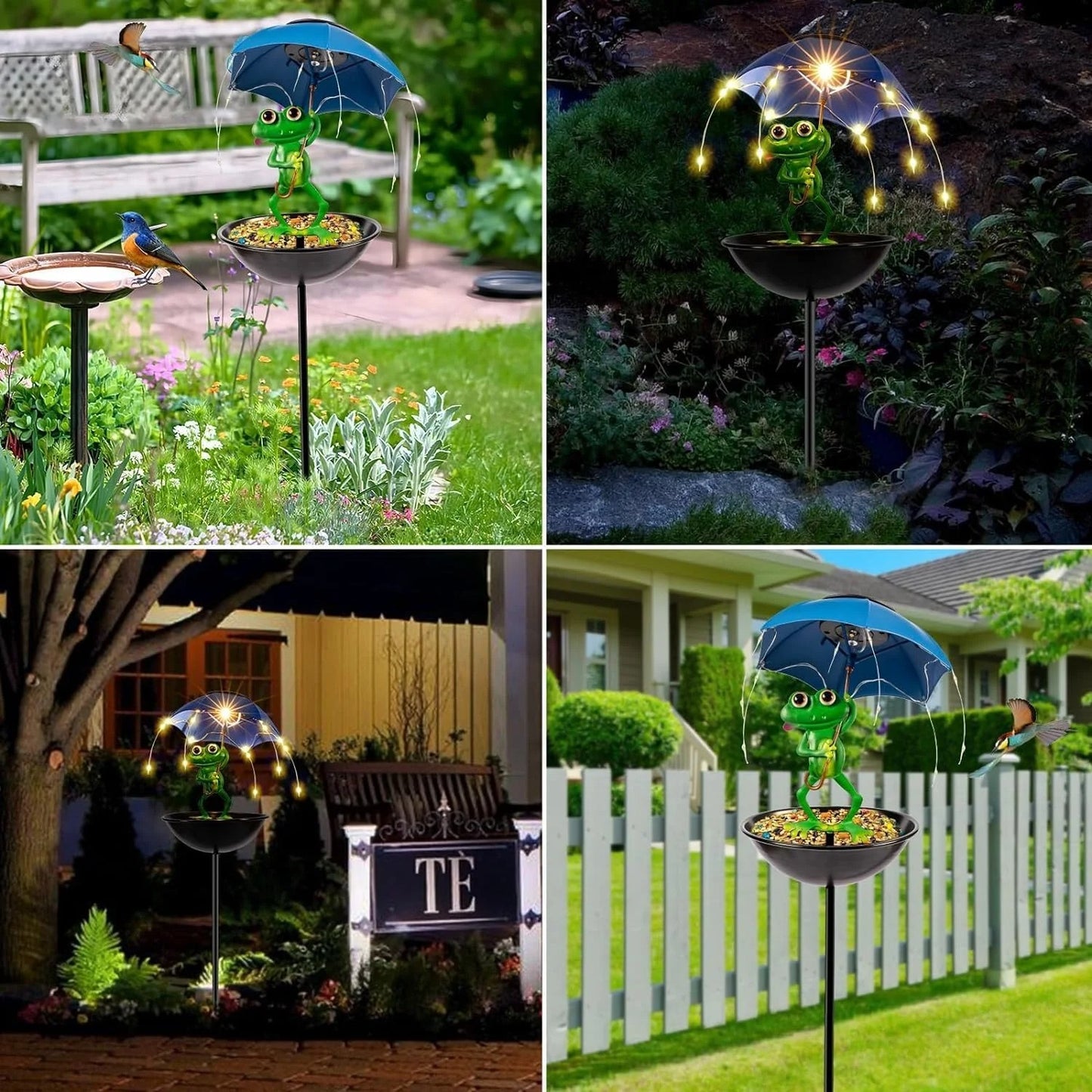 Hummingbird Feeder And Frog Garden Light