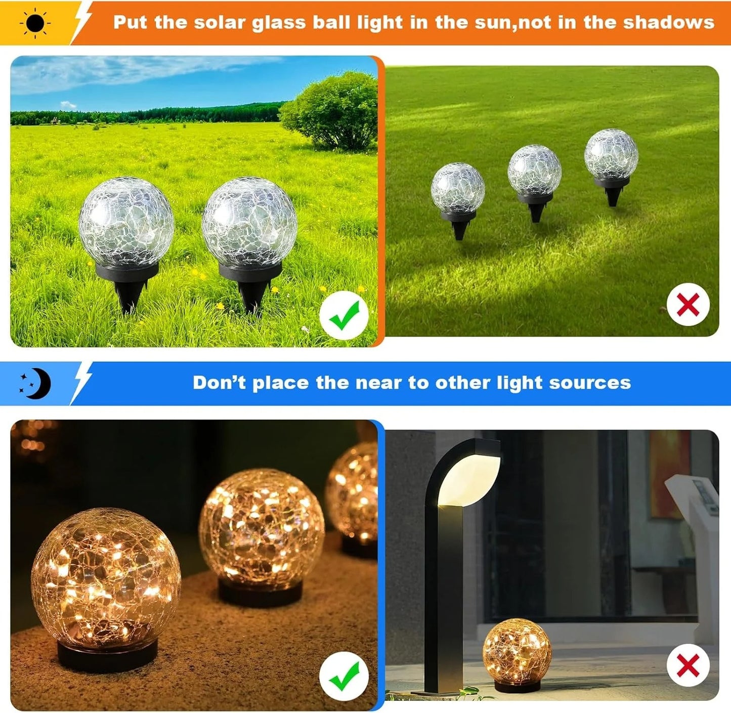 Solar Globe Lights Outdoor Waterproof-Solar Balls