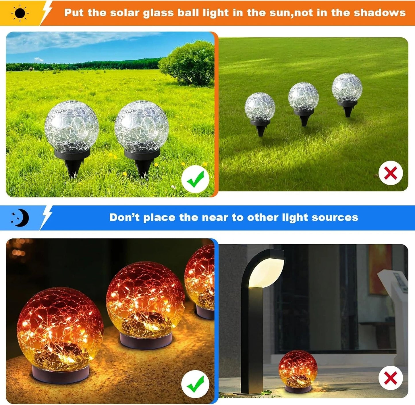 Solar Globe Lights Outdoor Waterproof-Solar Balls