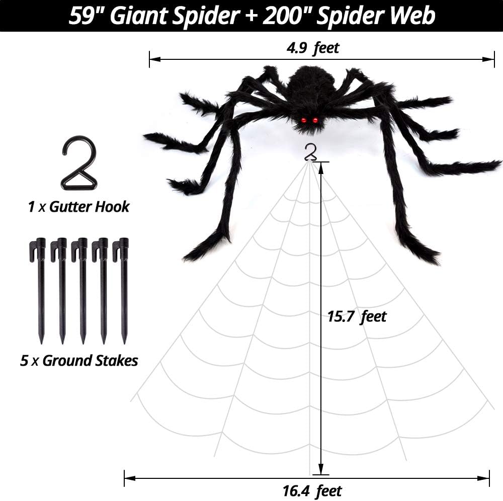 Lysliv Halloween Spider Web and Giant Spider Decorations