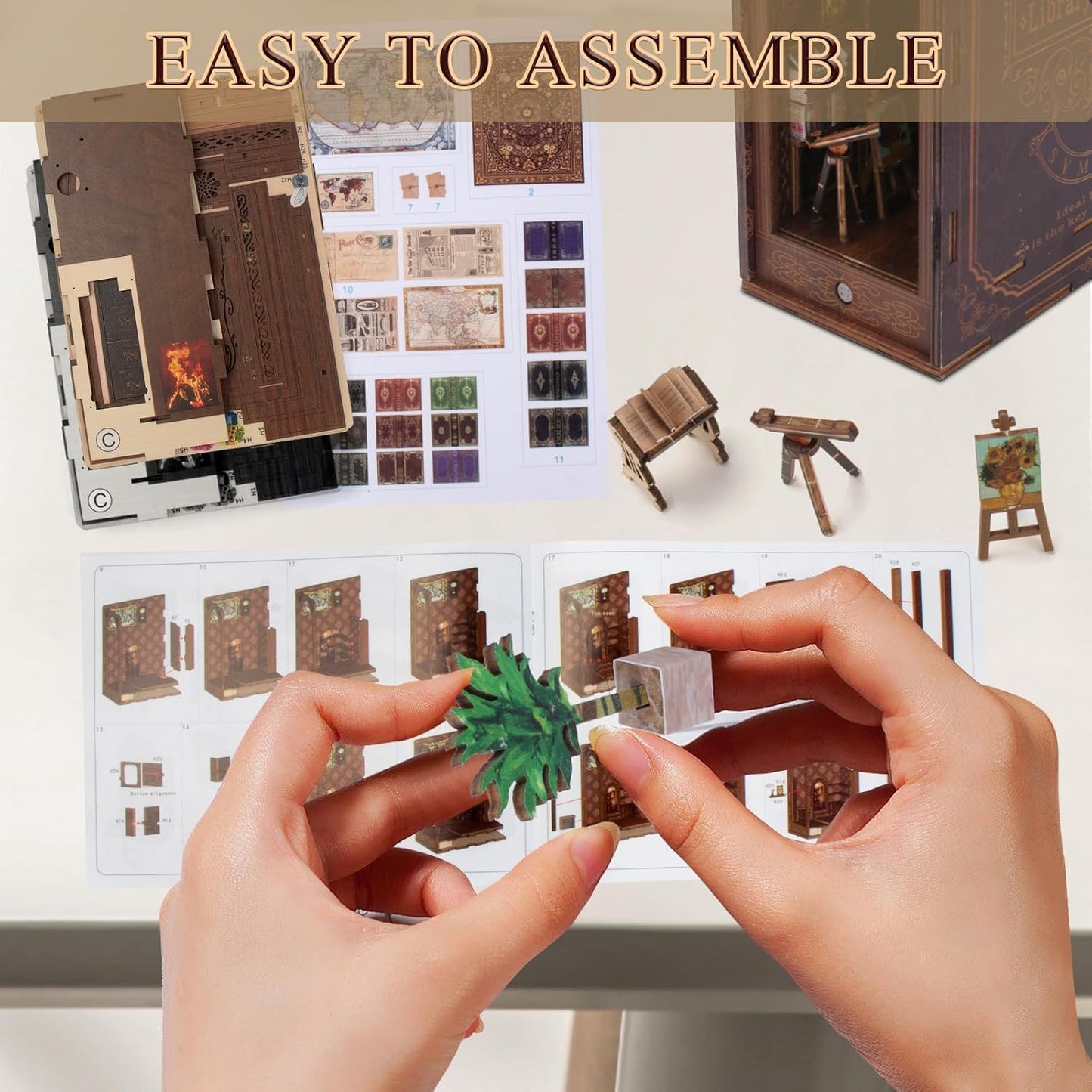 Lysliv Book Nook Kit - DIY Doll House Booknook