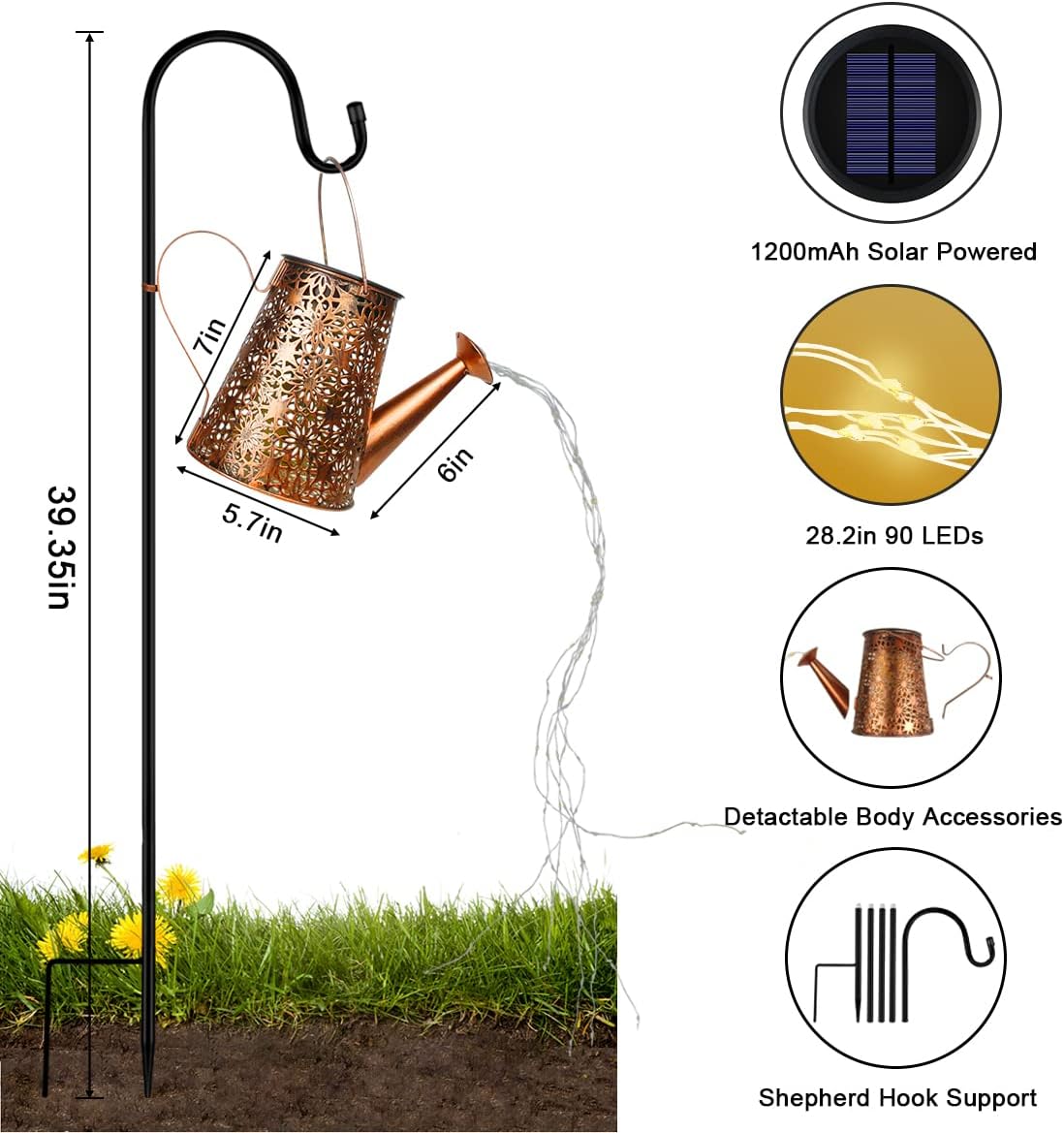 Solar Watering Can with Lights (Sunflower)