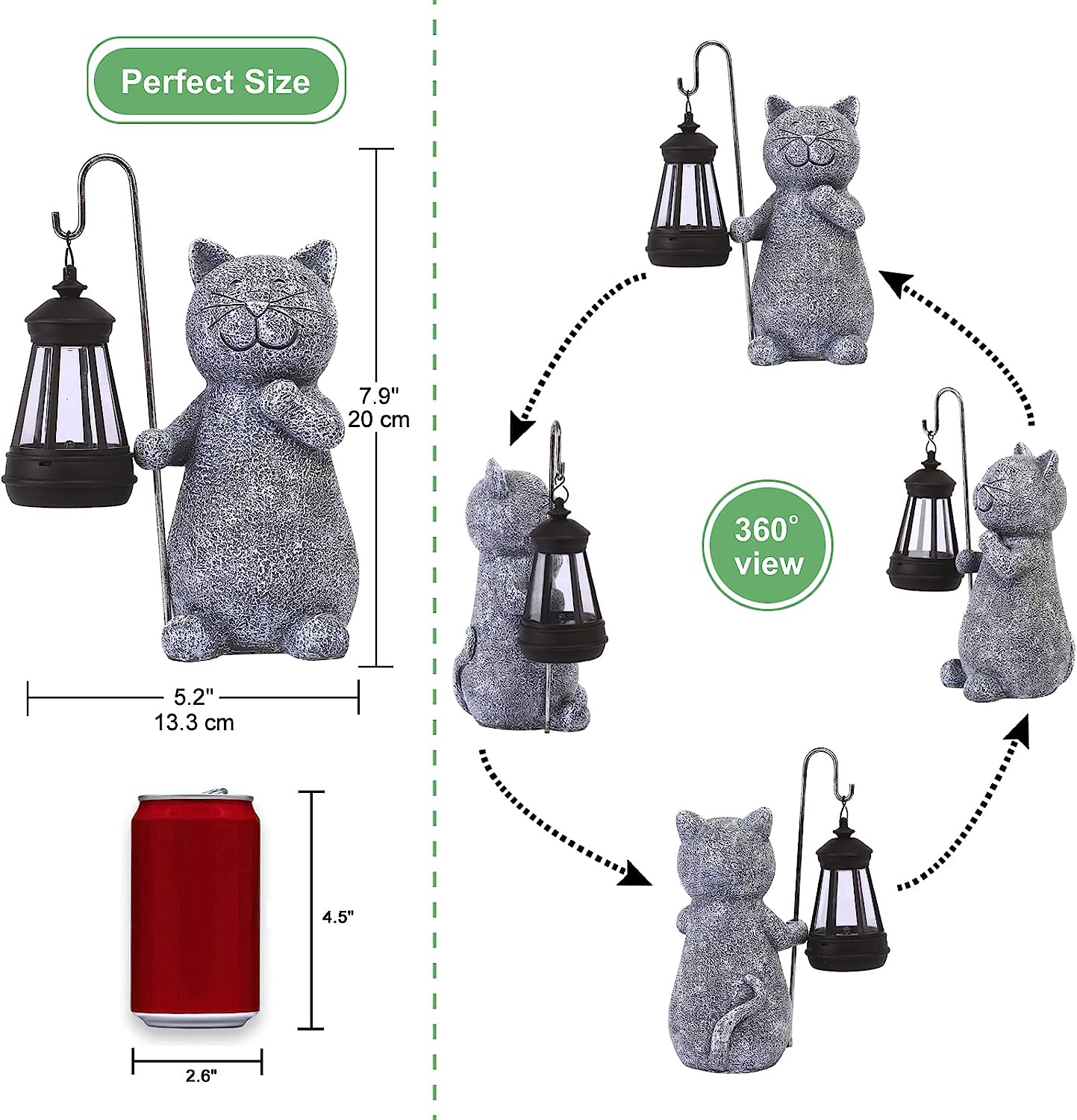 Solar Garden Statue Cat Figurine