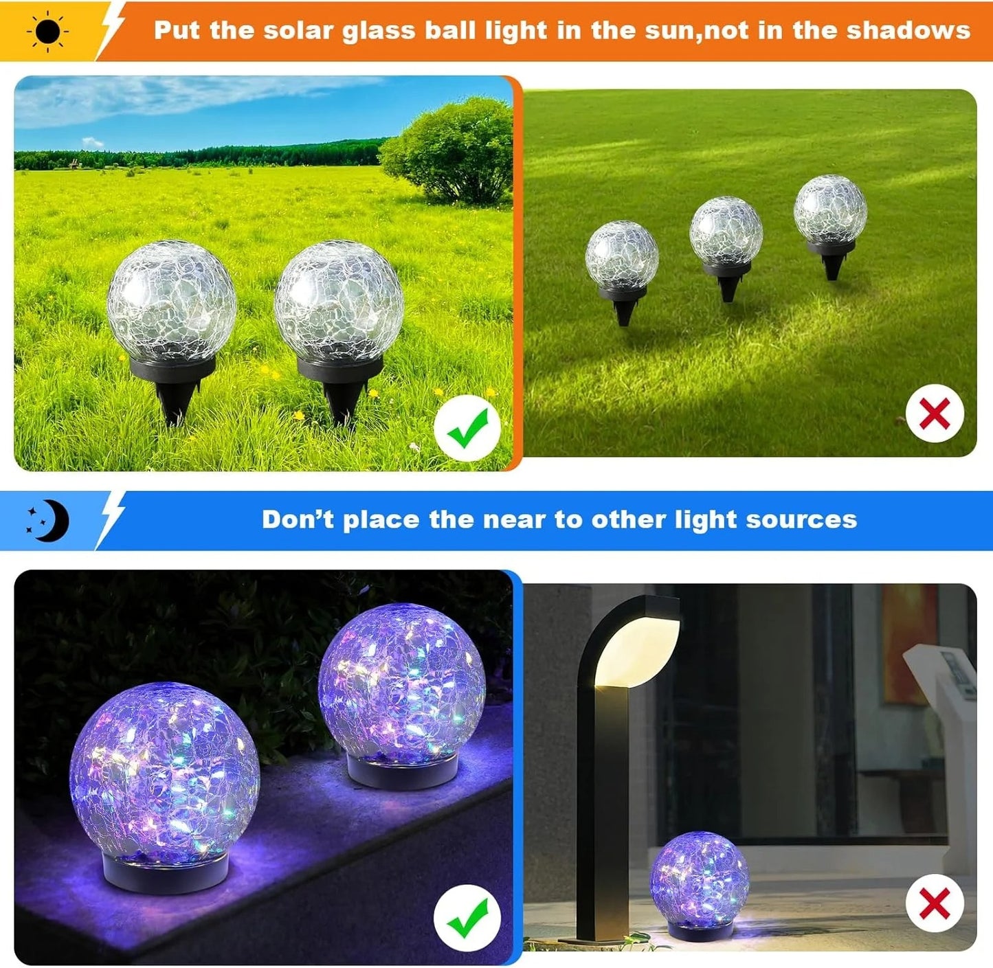 Solar Globe Lights Outdoor Waterproof-Solar Balls