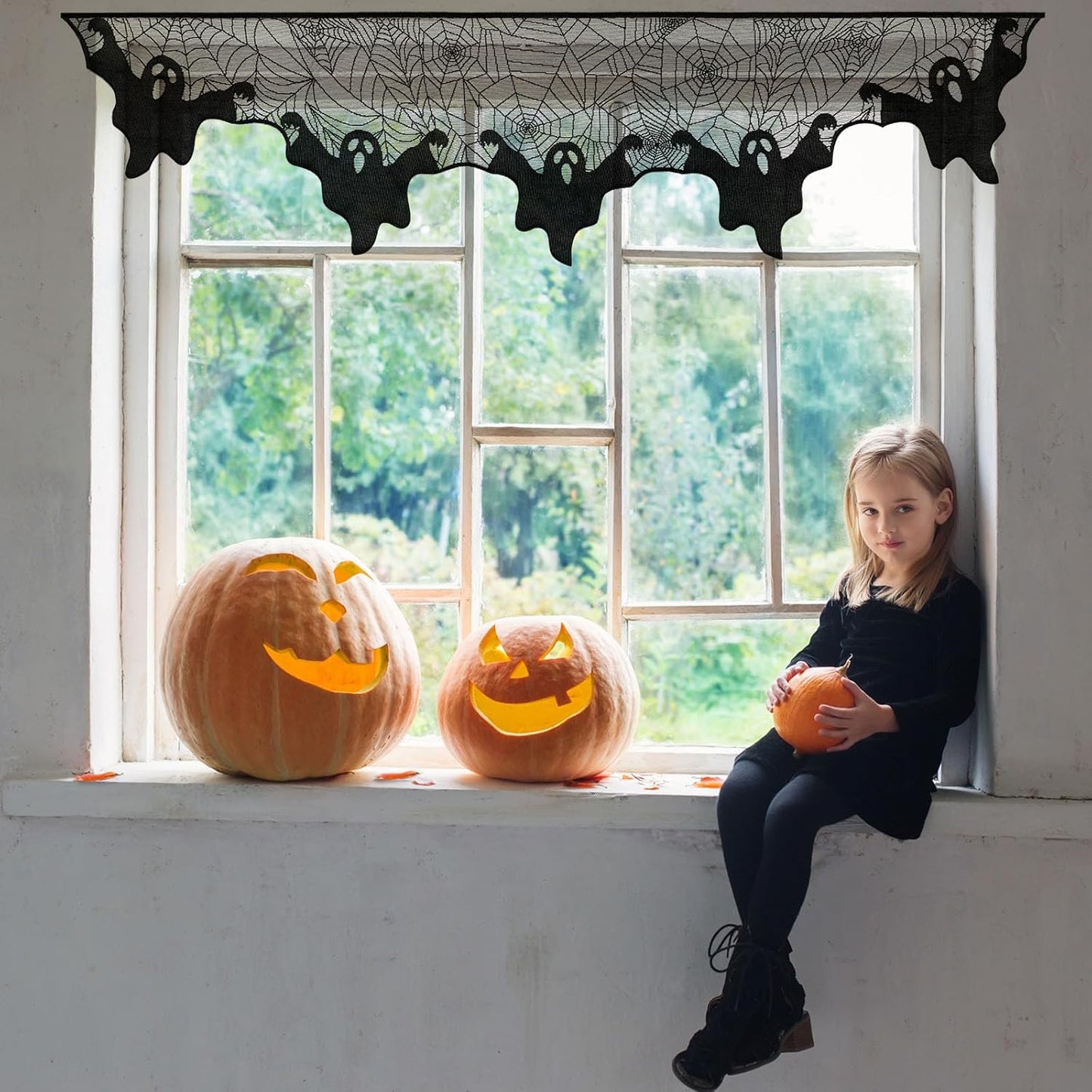 Lysliv Black Lace Spiderweb Halloween Decoration
