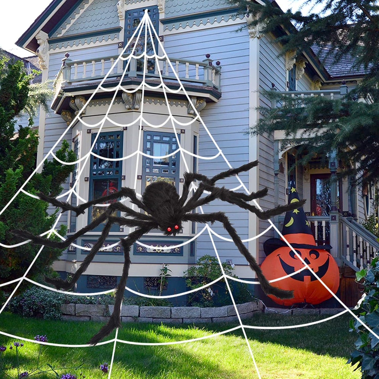 Lysliv Halloween Spider Web and Giant Spider Decorations
