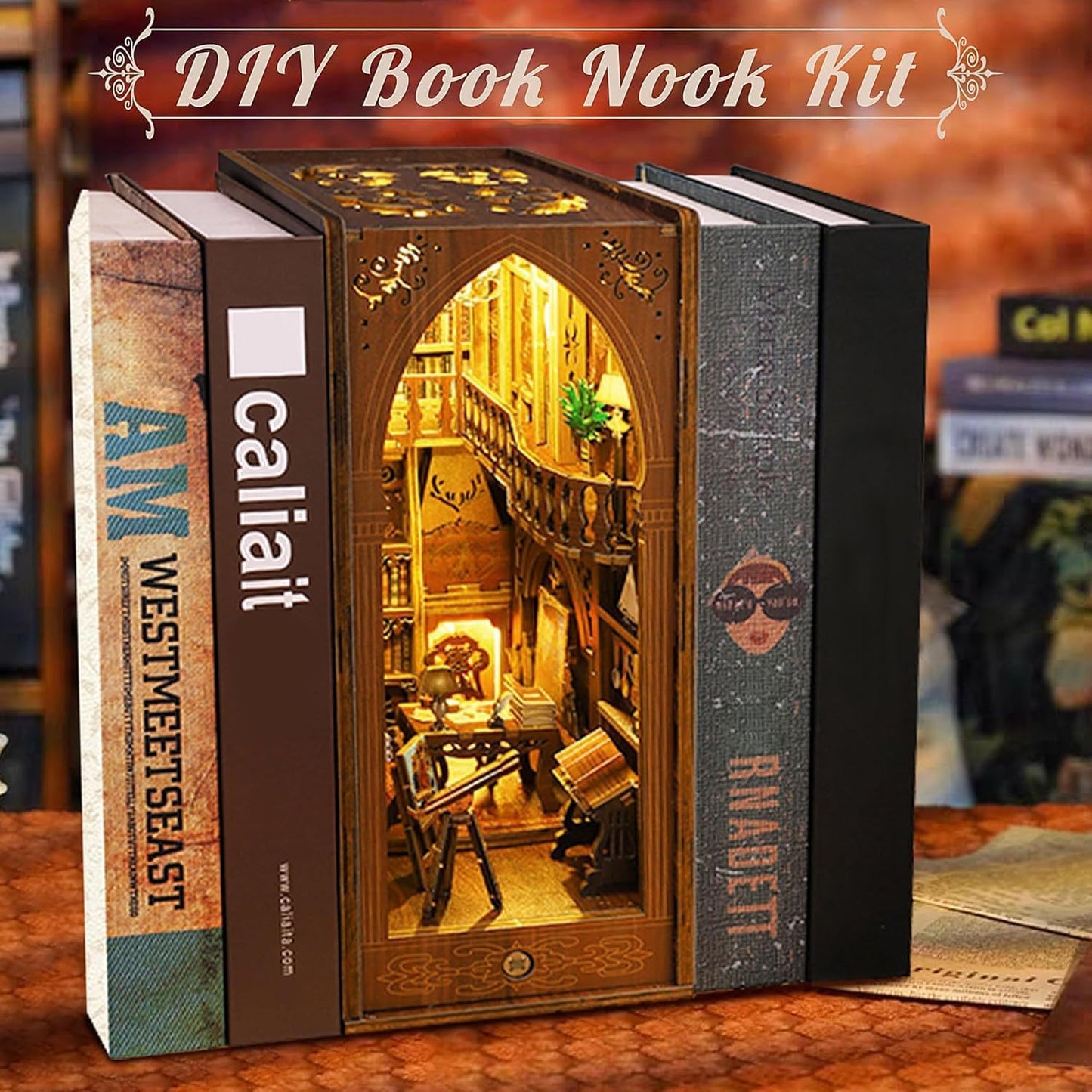 Lysliv Book Nook Kit - DIY Doll House Booknook