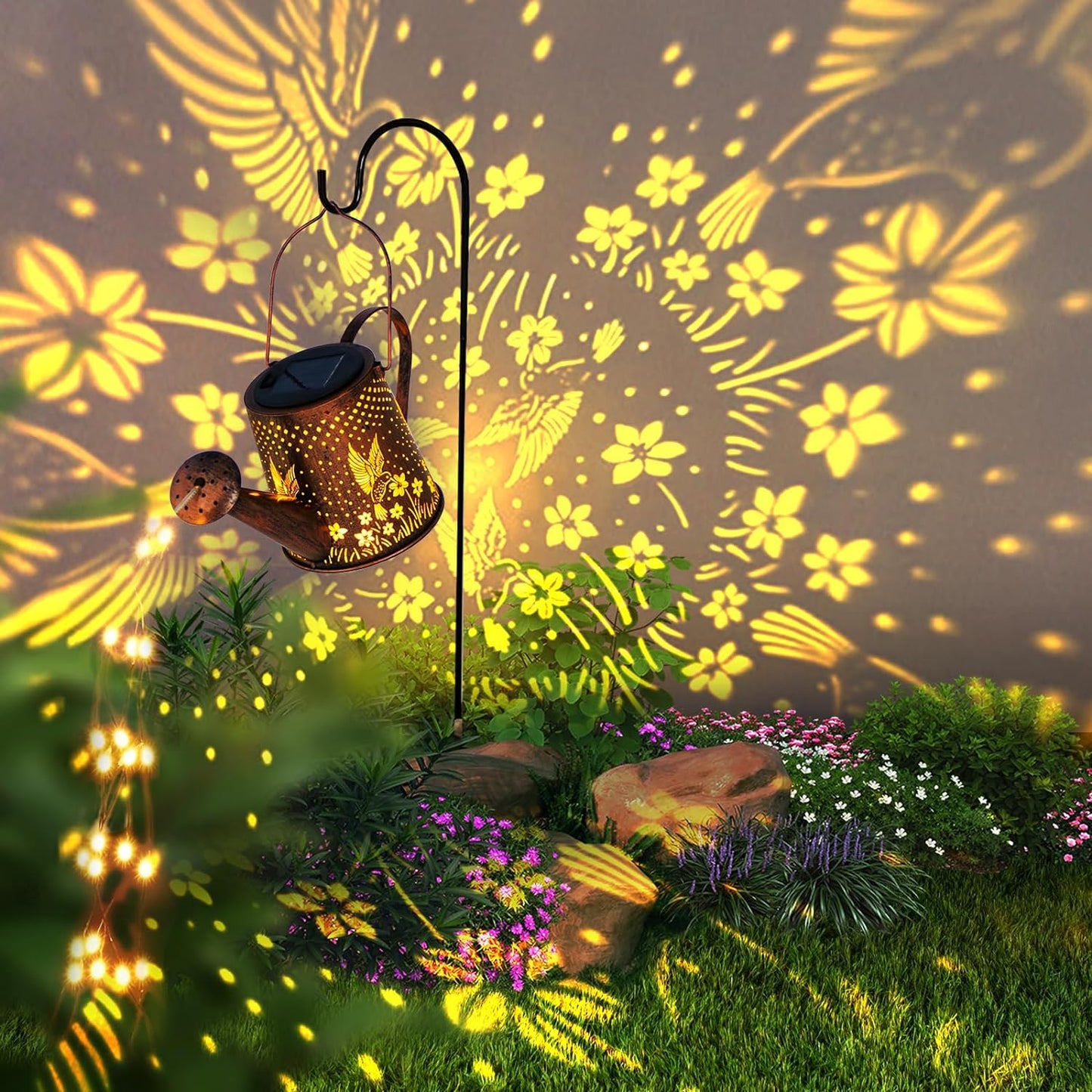 Solar Watering Can Outdoor Lights (Hummingbird)