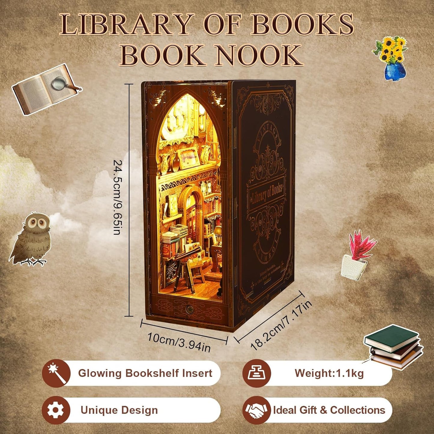 Lysliv Book Nook Kit - DIY Doll House Booknook