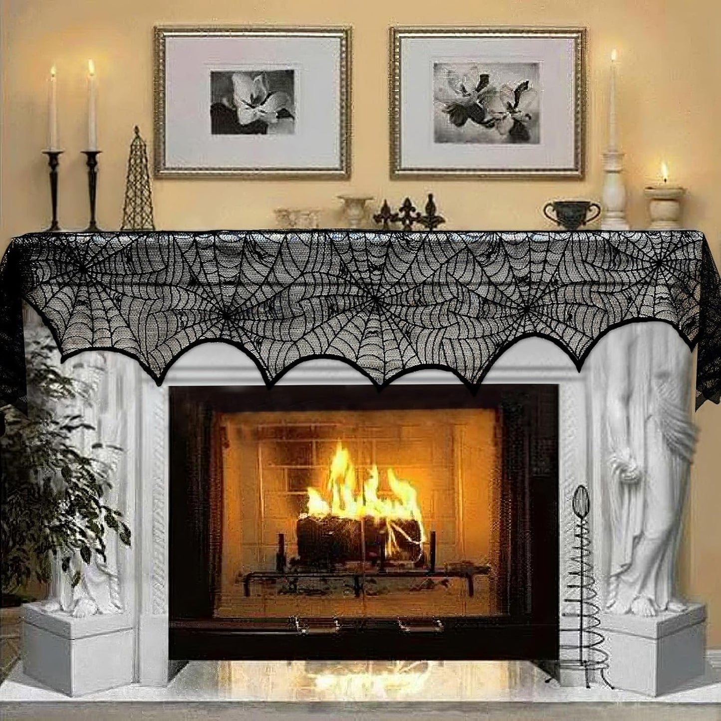 Lysliv Black Lace Spiderweb Halloween Decoration