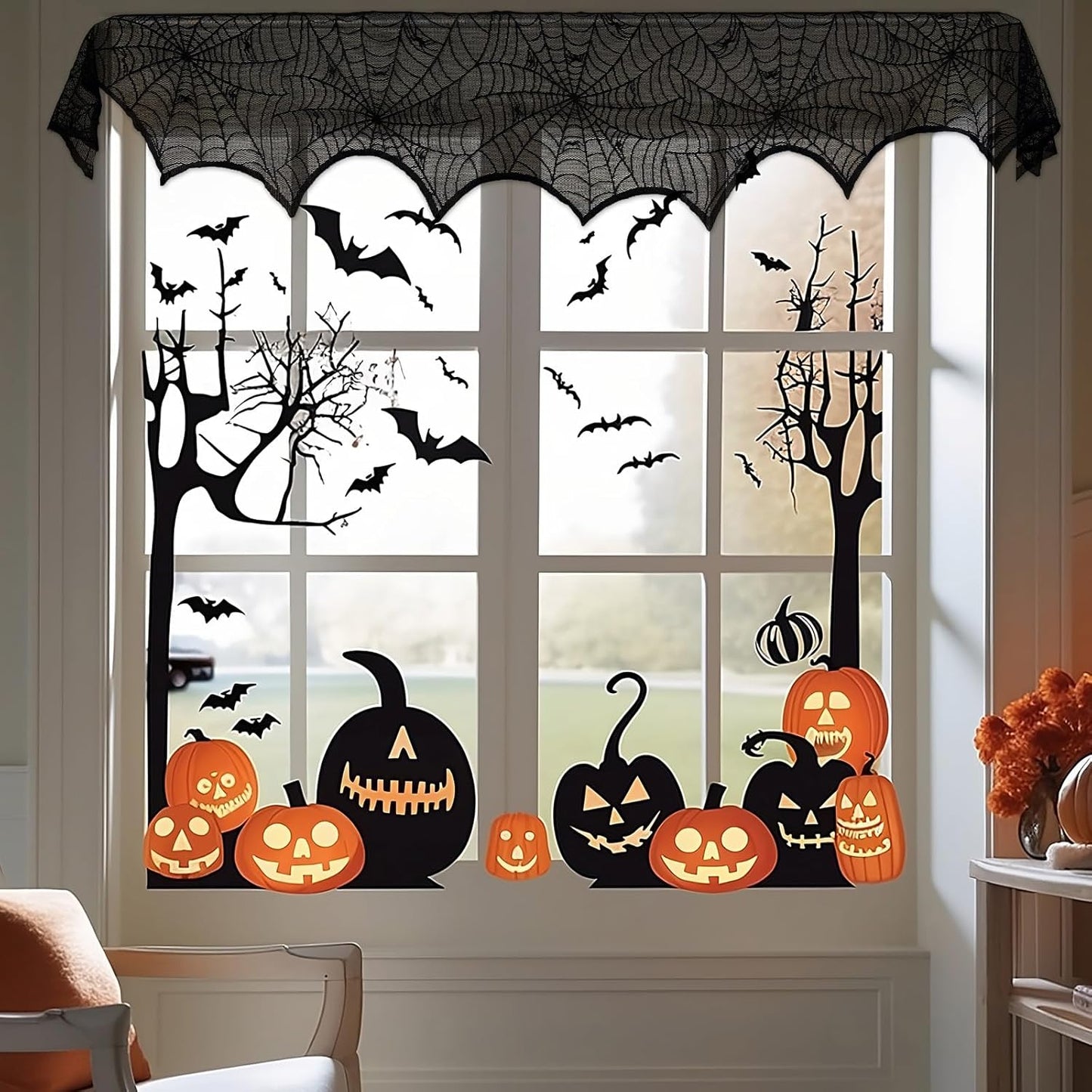 Lysliv Black Lace Spiderweb Halloween Decoration